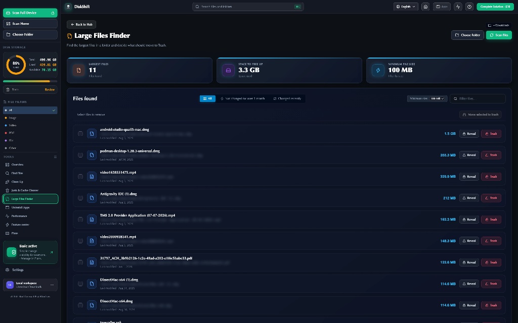 DiskShift System Monitor UI
